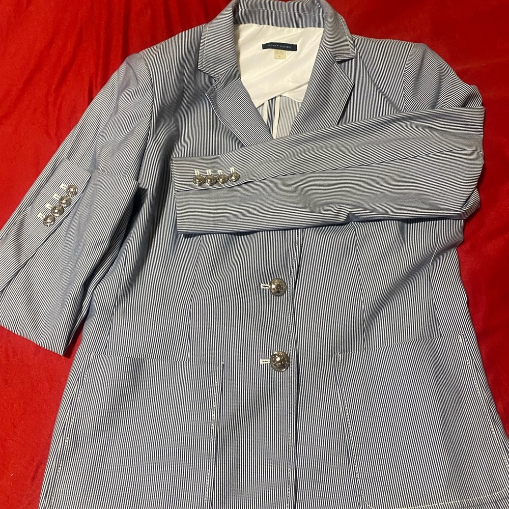 Women's Striped Blazer - Blue